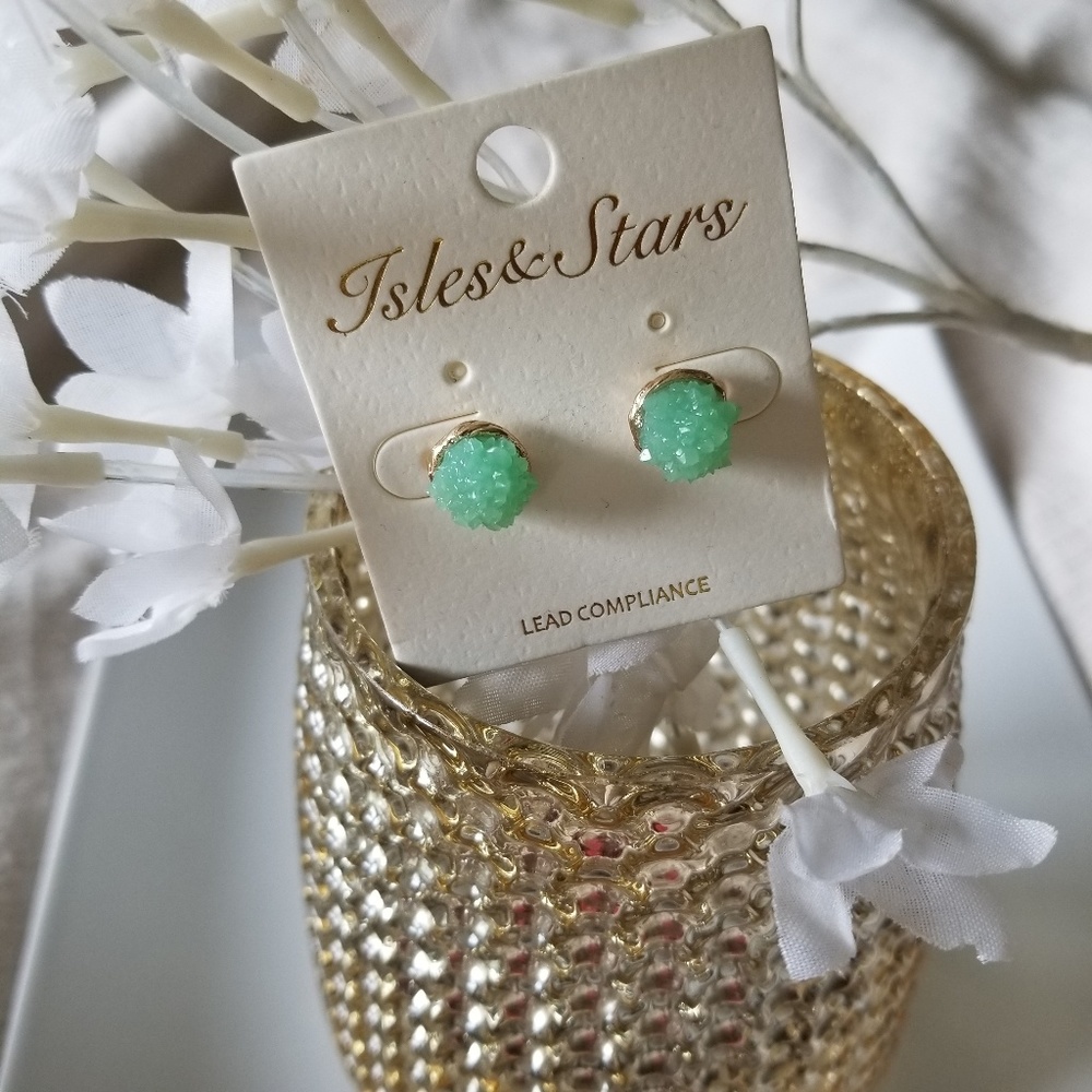 Green Stud Earrings